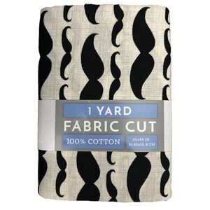 Mustache Black/Beige Fabric 100% Cotton 36"X44"